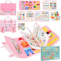 Busy Board Montessori Toys for Toddler,Busy Book - Sensory Preschool Learning Activities Educational Toys with Fine Motor Skills,Gift for Boys Girls,Travel Essentials for Plane Car (Pink)