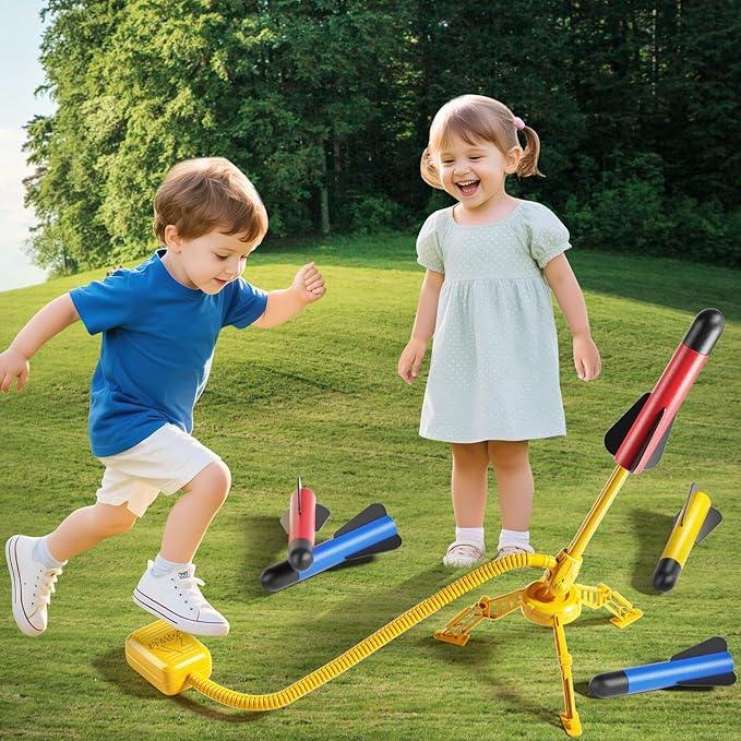 Rocket Launcher for Kids, 12 Foam Rockets, Launch up to 100+ft, Outdoor Outside Backyard Toys for Boys & Girls, Birthday Gift Toys for Kids Boys Girls Age 3 4 5 6 7 8 Years Old
