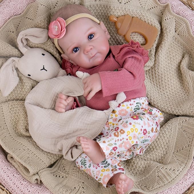 Aori Reborn Baby Dolls Girl - 20 Inch Realistic Newborn Lifelike Baby Doll with Hand-Painted Features - Weighted Cloth Body Cuddle Companion Doll with Outfits, Gift for Kids 3+ & Collectors