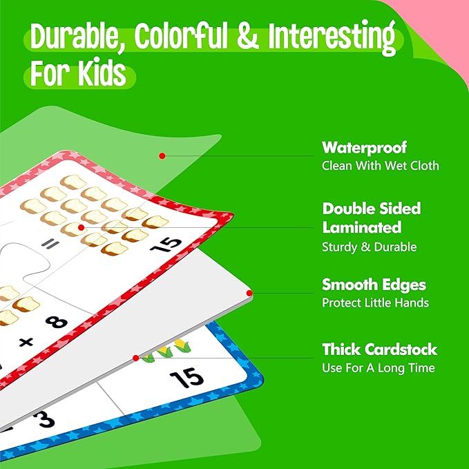 24 Set Addition & Subtraction Puzzles, Self-Correcting Matching Adding and Subtracting Puzzles, Educational Math Games Calculation Activities, Math Learning Toys for Preschool Kids