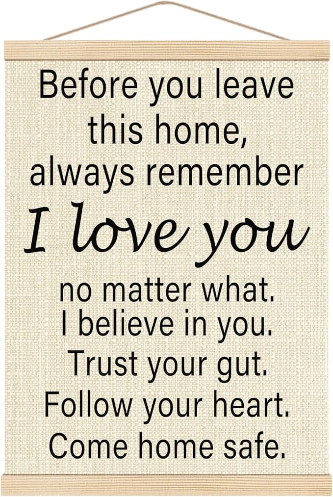 Boat Wades Inspirational Family Poster Hanger Frame For Home,Family Room Decor,Before You Leave This Home Sign Wooden Poster Hangers 12x16 Inch,Love You Bye Sign Wall Art Decor
