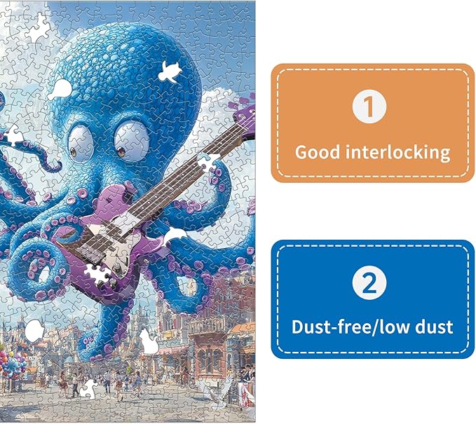 Anime Octopus Jigsaw Puzzles for Adults 1000 Pieces, Difficult Unique Shaped Puzzle for Game Night, Family, Friends, Puzzle Size 26.6x19.2