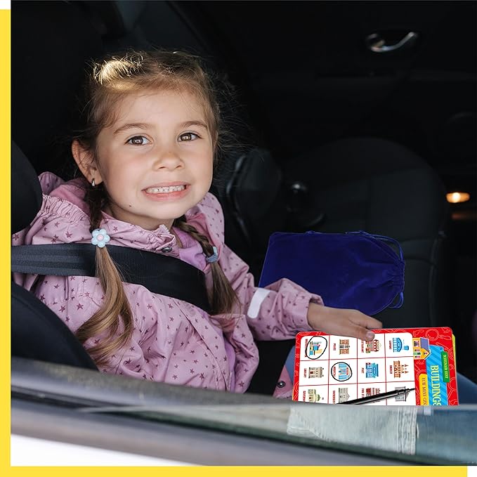 Road Trip Bingo Game, 30 Double-Sided Game Boards (Animal, Holiday, Building, Vehicle Themes), Dry-Erase Scavenger Hunt Bingo Games for Road Trip, Car Travel, Outdoor Activities for Kid, Adult