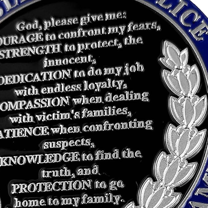 Saint Michael Police Challenge Coin - Thin Blue Line Law Enforcement Coin - Police Officer Prayer & God Bless The Police Commemorative Gift - Collectible Thank You Coin for Officers & Supporters
