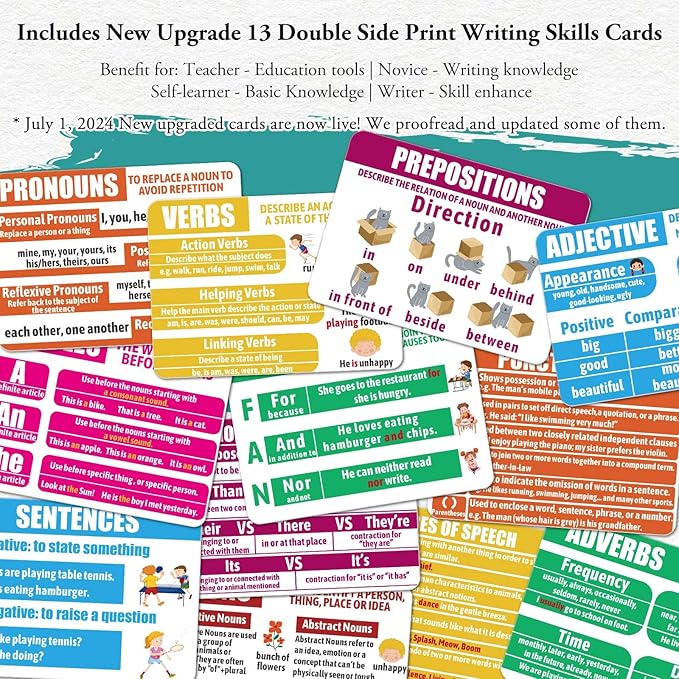 Garybank Creative Writing Prompts Dice Set - Writers Gifts, W/13 Writing Skill Cards - Story Writing/Telling Game for Kids & Adults - Set of 9 Story Cubes for Inspiration - Gifts for Teacher Christmas