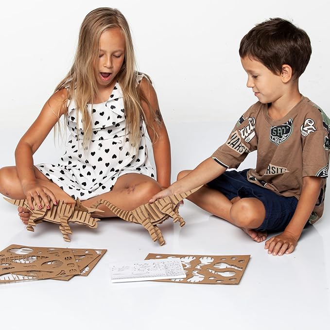 Cottify Dinosaur 3D Cardboard Puzzle - Fun 3D Puzzles for Adults & Kids, Easy to Assemble 3D Puzzle, Eco-Friendly, No Scissors or Glue Needed, Perfect Sustainable Gift (Brachiosaurus)