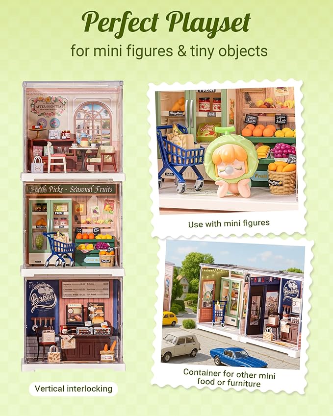Rolife Super Creator Mini | DIY Miniature Plastic House Building Set Playset with Dustcover, Suitable for Mini Figures Construction Toys Diorama Gifts for Adults (Nature Energy Fruits)