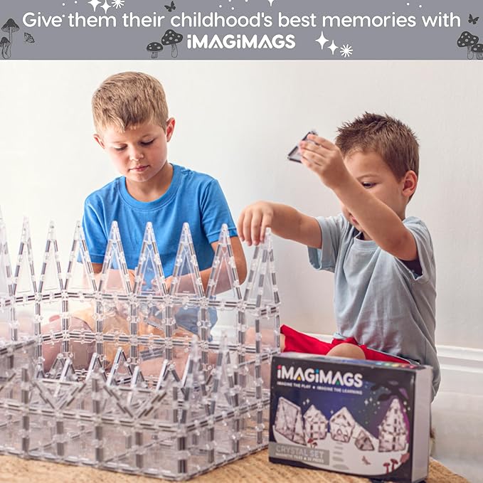 Magnetic Building Tiles, 38 Piece Transparent Clear Crystal Set for Boys Girls Kids, Educational Creative Learning Activity Building Block Toddler Toys, STEM, Children Ages 3 Years +