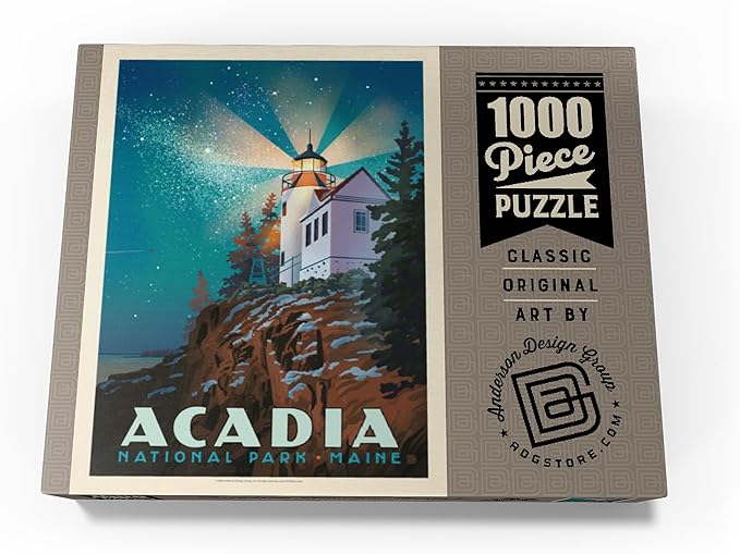 MyPuzzle Acadia National Park: Lighthouse at Night - Premium 1000 Piece Jigsaw Puzzle for Adults