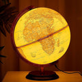 Amylove 13'' Illuminated World Globe for Adults 720°/360° Rotation Rewritable Light Up Globe with Stand World Map for Interactive Learning Light with Base Lamp LED Decor(Wood,Vintage)