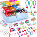 SUMAJU 18500+ Bracelet Making Kit Rubber Band, 26 Colors Rubberband Bracelet Kit with 3 Layer Container Includes Glow-in-The-Dark Rubber Bands, Bracelet Making Refill Kit Birthday Gift for Kids(Blue)