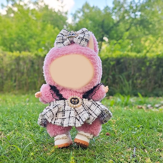 Clothes for 17cm Doll, 2 PCS Cute Chic Style Hair Clip & Dress Set, Dress up Outfit Exquisite Accessories for Dolls