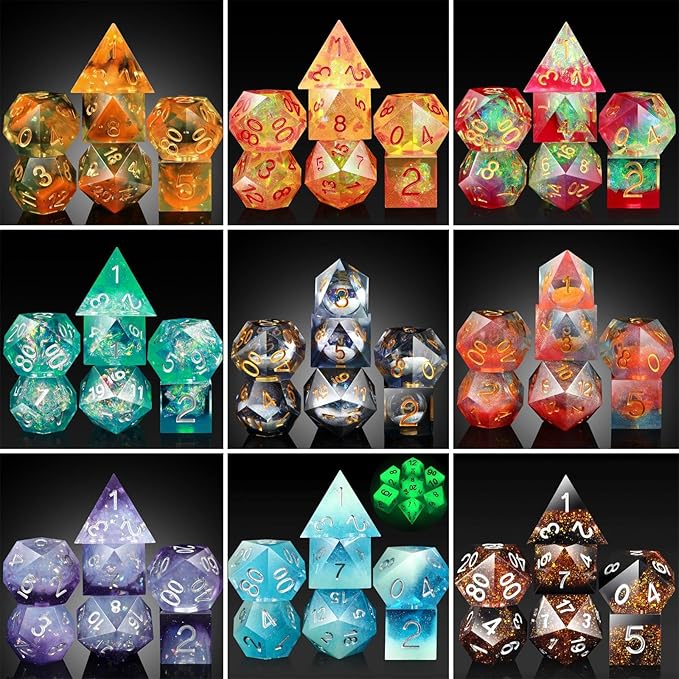 DNDND Mystery DND Dice,Random Sharp Edge Dice Set with Gorgeous Gife Case for Dungeons and Dragons (Mystery Sharp Dice)