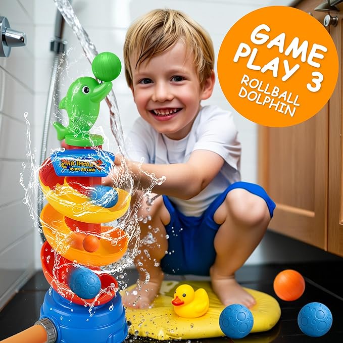 Water Sprinkler Toy for Kids Backyard Fun - 3-in-1 Summer Outdoor Water Toys with Rotating Spray & Catch Game, Splash Toys for Toddlers, Boys, Girls, Pets in Garden or Lawn Play
