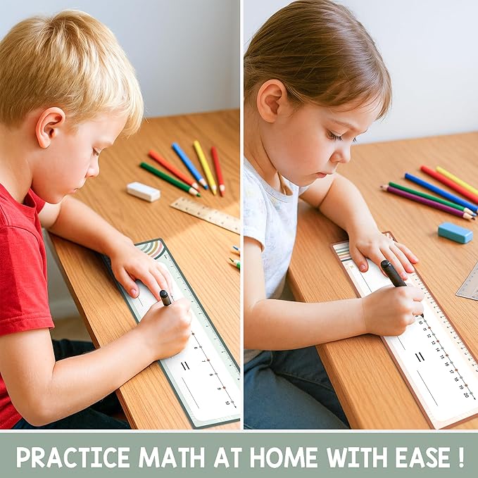 26 Pack Rainbow Boho Number Line Dry Erase Boards Cards, 14"x4" Double-Sided, Math Manipulatives for Kids-Student, Kindergarten Elementary Special Education 1st Grade Classroom Must Haves