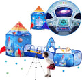 PigPigPen 3pc Kids Play Tent for Boys with Ball Pit, Crawl Tunnel, Rocket Ship Tents for Toddlers, Baby Space World Playhouse Toys, Boys Indoor& Outdoor Play House, Perfect Kid’s Gifts