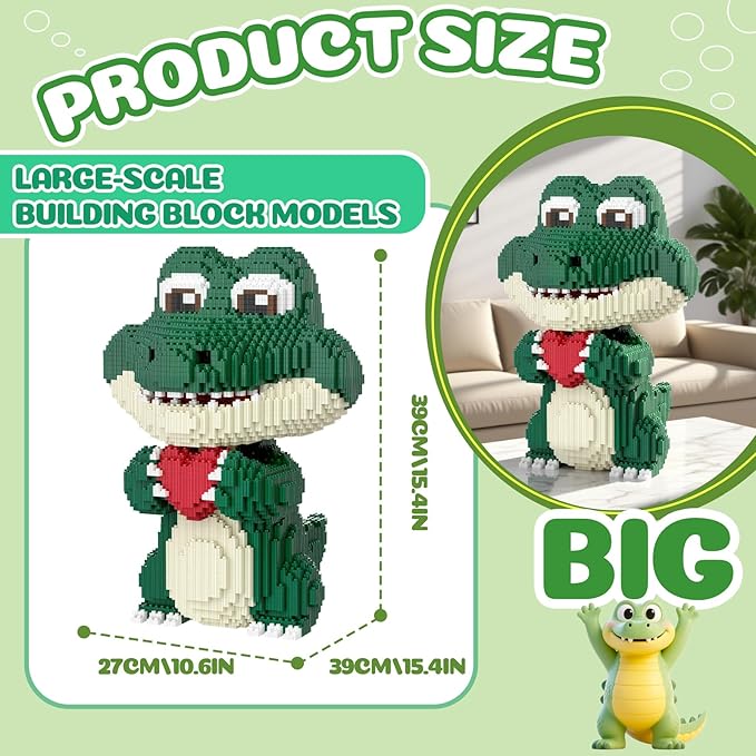 Animal Love Crocodile Micro Mini Building Blocks Set（9874PCS 39cm High Series） Gift for Adults and Kidst