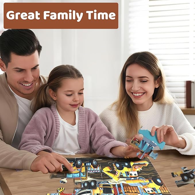 Jumbo Floor Puzzle for Kids, Large Jigsaw Puzzles 35 Piece for Kids Ages 3-5,Preschool Learning & Education Toys, Gifts for 4-8 Year Old Boys and Girls (Construction Site)