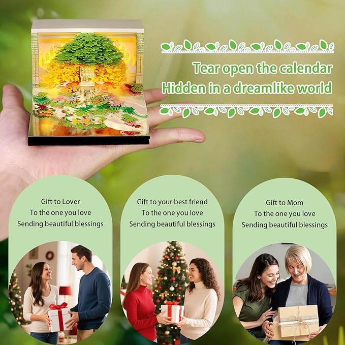 3d Calendar 2026,The Combination Of Paper Carved Lights And Artistic Creativity,Flower Sea Treehouse 3d Calendar,Suitable For Note Taking,Decorative Ornaments,Holiday Gifts