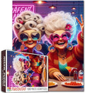 Colorful Party Ladies Jigsaw Puzzle 1000 Pieces for Adults Students Large 20×27 Inches Vintage Fashion Theme Fun Bar Scene Vibrant Characters Drinking Challenging Puzzle for Brain Training Home Decor
