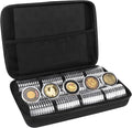 SPLF 120 Pieces 46mm Coin Capsules and 7 Sizes (20/25/30/35/38/40/46mm) Protect Gasket Coin Holder Case with Plastic Storage Organizer Box for Coin Collection Supplies