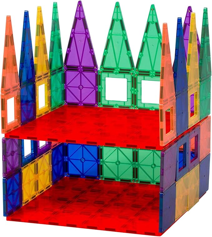 Playmags Super Durable Building Stabilizer Tile with Carrying Handle for Easy Play, 12 x 12. Great add on to All Magnet Tiles Sets, Works with All Leading Brands (1 Pack - Colors May Vary)