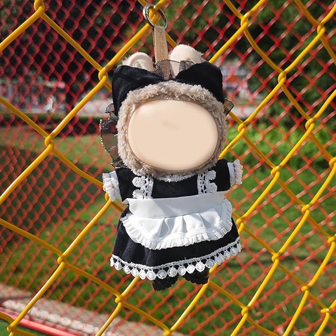 17cm Doll Clothes Set, Cute Girls Doll Outfits, 3 PCS Black Maid Style Dress Outfits Exquisite Accessories
