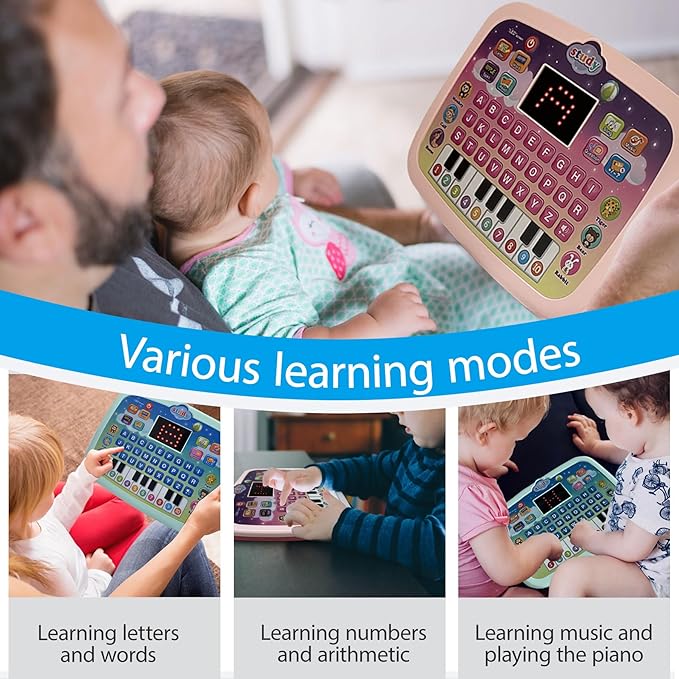 Kids Learning Pad Tablet Toddler with LED Screen Teach Alphabet Numbers Word Music Math Early Development Interactive Electronic Toy for Toddler Ages 3 4 5 6