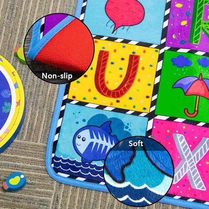 teytoy Baby Cotton Play Mat, Baby Crawling Mat Super Soft Carpet Plush Surface Non-Slip Design, Floor Playmat for Kids Area Rugs Learning Alphabet, Great Gift for Girls & Boys (59 x 44 Inch)