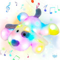 Hopearl LED Musical Stuffed Puppy Lighting Up Singing Plush Dog Adjustable Volume Lullaby Animated Soothe Birthday Festival for Kids Toddler Girls, White, 14''