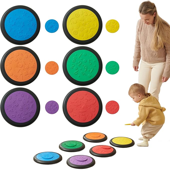 Stepping Stones – Indoor & Outdoor Obstacle Course Toys for Kids – Montessori Sensory & Motor Skill Development, Coordination & Active Play – Textured Educational Play Set
