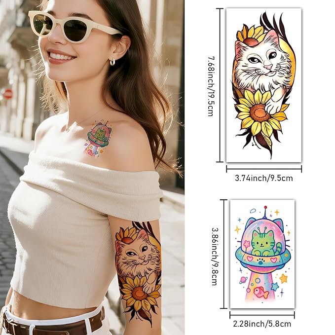 Temporary Tattoos for Kids and Adults, 77 Sheets Waterproof Cat Dog Animal Designs, Colorful and Long Lasting