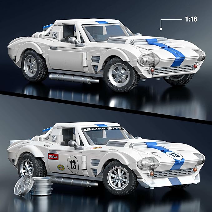 Hot Wheels Elite Series Building Set, Corvette Grand Sport with 918 Pieces, Realistic Details and Custom Decals, Adult Collectors and Kids Ages 10+