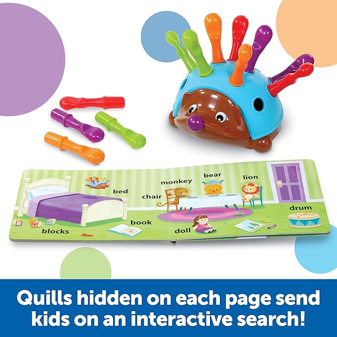 Learning Resources Spike The Fine Motor Hedgehog First Words - 15 Pieces, Age 18 Months+ Toddler Toys, Fine Motor Fun, Preschool Fine Motor Skills, Toddler Activity