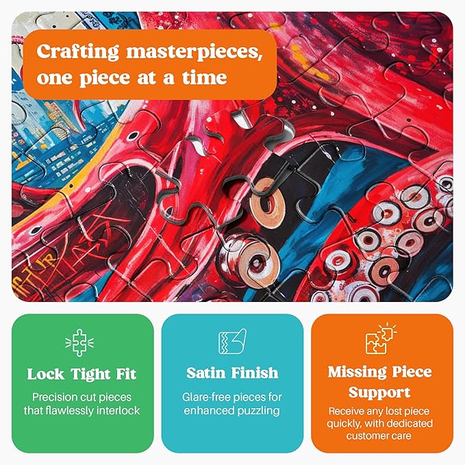 Cross & Glory - Octopus City: Neon Overlord - 1000 Piece Jigsaw Puzzle for Adults | Cyberpunk Artwork Puzzle | Best New Futuristic Puzzle | Unique Brain Teaser
