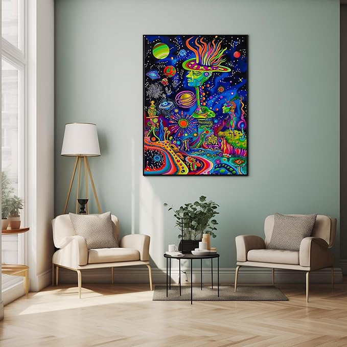 Bgraamiens Puzzle-Alien Land-1000 Pieces Rectangle Puzzle Fun Alien Theme Graffiti Colorful Jigsaw Puzzle for Adults and Kids(Alien Land)