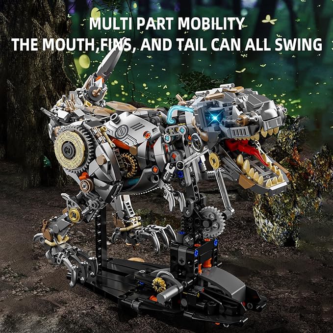 Ideas Mechanical Tyrannosaurus Building Set with Light, Creative Jurassic T-Rex Animal Toy for Home Office Decor Compatible with Lego Dinosaur, Gift for Adult Teens Boys 8-12(1268 PCS)