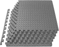 ProsourceFit Puzzle Exercise Mat ½ in, EVA Interlocking Foam Floor Tiles for Home Gym, Mat for Home Workout Equipment, Floor Padding for Kids, Grey, 24 in x 24 in x ½ in, 24 Sq Ft - 6 Tiles