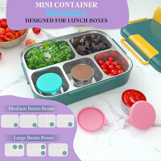 6x1.6 Oz Salad Dressing Containers With Lids, Small Leakproof Reusable Stainless Steel Salad Dressing Container To Go For Lunch Boxes,Sauce containers, Picnics,Travel Meal Prep And Kitchen Storage.