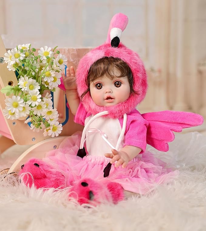 Reborn Baby Dolls, 18inch Large Realistic Hand-Rooted Hair Lifelike Baby Dolls with Accessories for 3+ Year Old Girls Gifts, Pretend Play, Collection