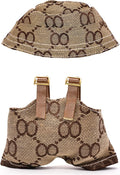 Clothes for 17cm Dolls, Premium Handmade Dolls Accessories with Chic Grid Hat & Clothes 2 Piece Set, High-End Fashion Outfit for Play & Display, No Doll, Brown