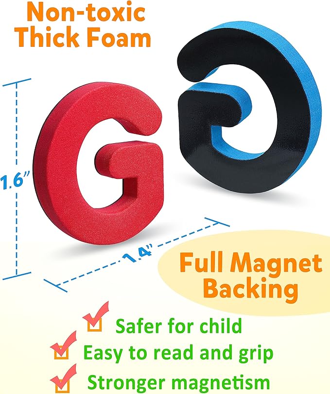 Coogam Magnetic Letters 234 Pcs, Uppercase Lowercase Foam Alphabet ABC Fridge Magnets, Educational Toy Set for Classroom Kids Learning Spelling with Magnetic Board and Storage Box