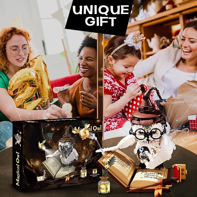 Harry Owl Building Block Set for Adults, Compatible with Lego, Potter Birds Model Toys Gifts for Home & Office Decor, Collectible 1162PCS Animals Building Sets Gifts for Boys Kids Girls