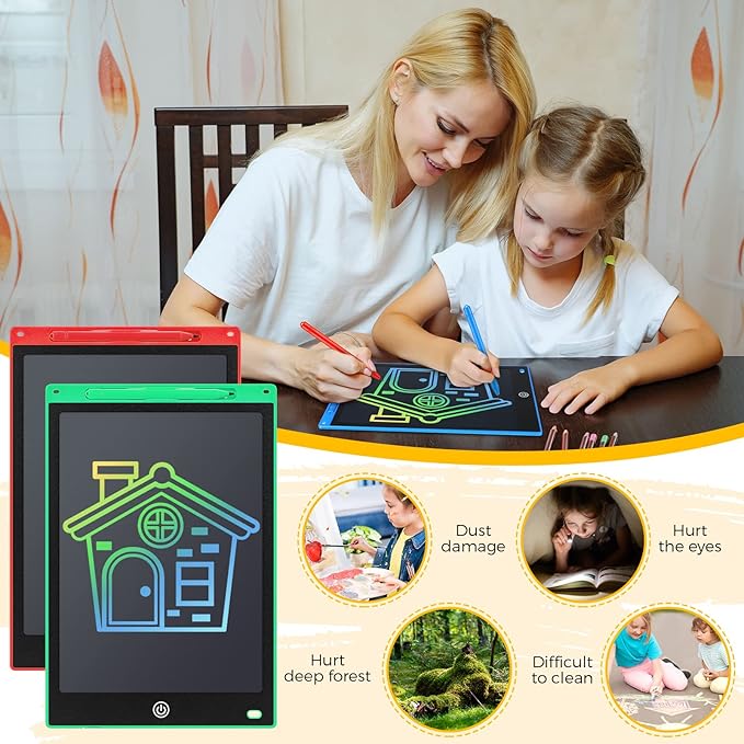 Epakh 4 Pcs 12 Inch LCD Writing Tablet Doodle Board for Kids Digital Erasable Drawing Pad with Colorful Screen Educational Christmas Gift for 3-10 Years Old Girls Boys(Colorful)