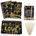 Pasimy 24 Set Scratch Art Party Favor Gifts for Kid Building Block Scratch Notebook Bulk Paper Craft for Girl Boy Classroom Prizes Goodie Bag Stuffer Christmas Birthday Party Favor