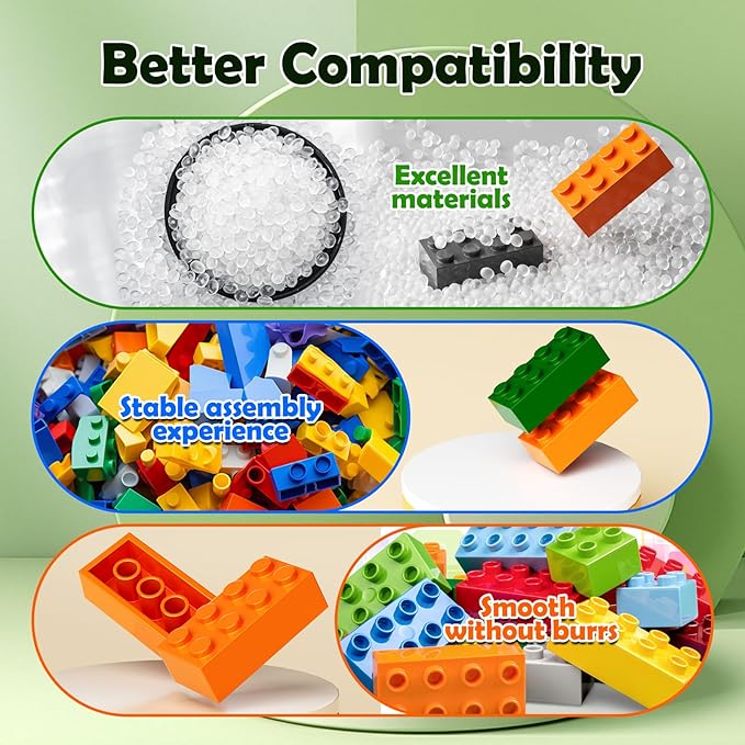 300 Pcs Classic Building Bricks, 5 Types White Bulk Bricks,Bring one16x16 Plate Compatible with Lego and Major Brands Parts, Creative Building Block Toys for Boys Girls Ages 6+ Year Old (Light Gray)