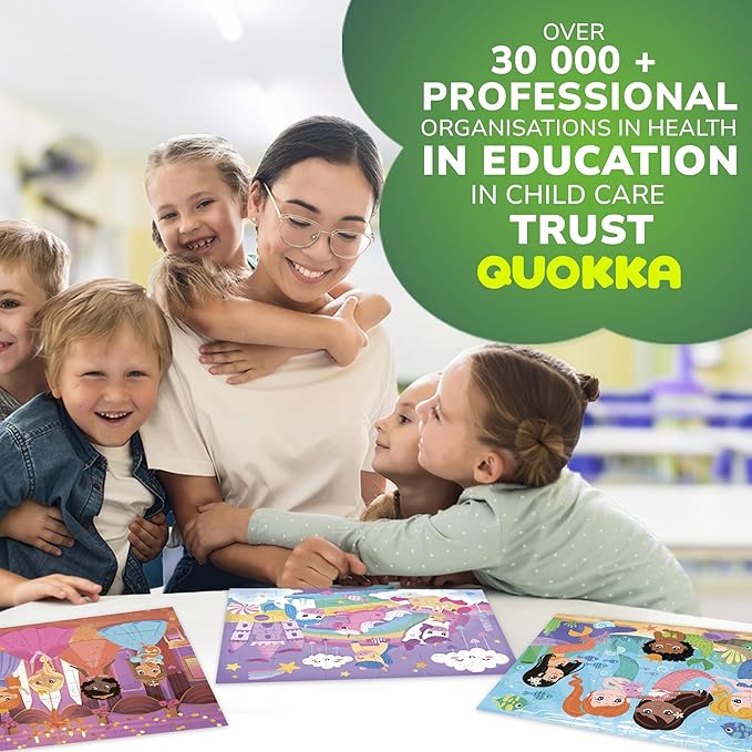 QUOKKA Puzzles for Toddlers 3-5 – Shimmer 4-Pack 30 Pieces Puzzles for Kids Ages 2-4 - Fairy Tale Jigsaw Set with Princess Unicorns for Kids 4-6 Years, Gift for 3 Year-Old Boy Girl, FSC Certified Toy