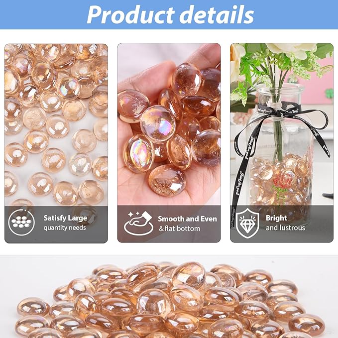 FUTUREPLUSX 5LB Flat Glass Marbles, Pink Glass Pebbles Marbles for Vases Fillers Fish Tank Aquarium Table Scatters DIY Crafts