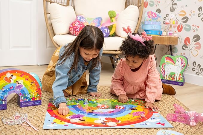 Crocodile Creek 36-Piece Jigsaw Floor Puzzle - Fun Floor Puzzles for Kids Ages 3-5 - Heavy-Duty Shaped Box for Storage - Mermaid Dreams - 24" W x 18" H Finished