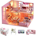 CUTEROOM DIY Miniature Dollhouse Kit with Furniture,Wooden Doll House with Music Movement & LED Lights,DIY House Kit Christmas Birthday Gifts -Dream Angel